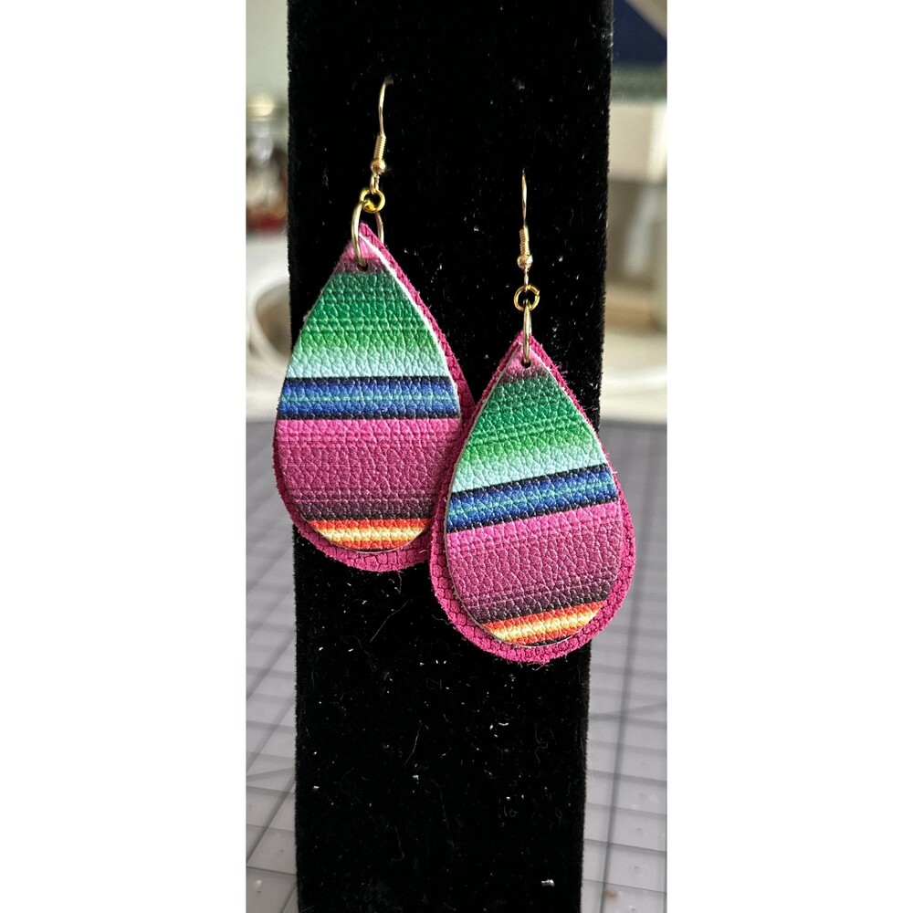 Leather Multi Color Earrings
